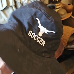 PORT AUTHORITY UT Texas Longhorns SOCCER Black Cotton Boonie Hat Chin Strap M